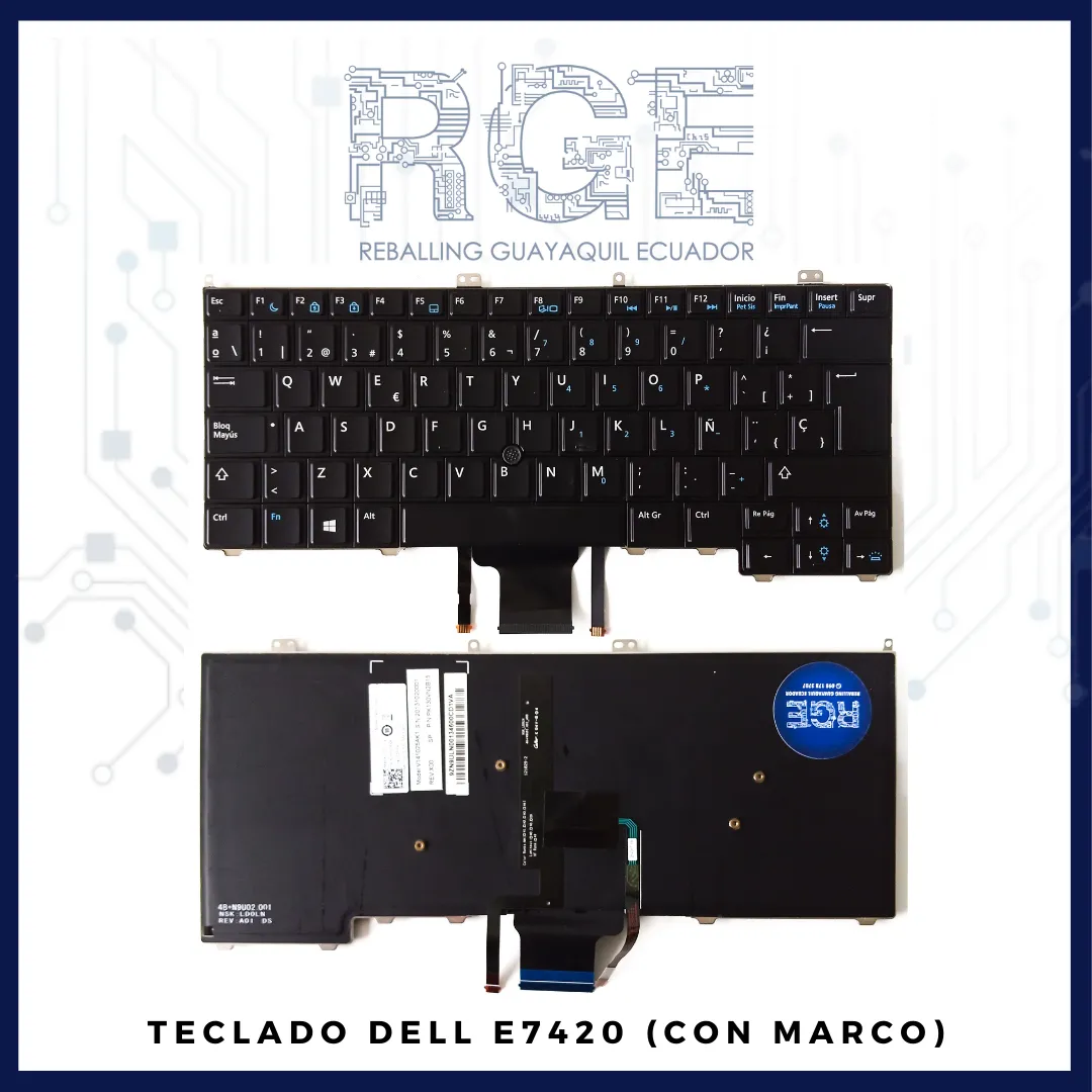 TECLADO DELL E7420 / E7440 / E7240, EN ESPAÑOL CON MARCO RETROILUMINADO-TRACKPOINT MOUSE